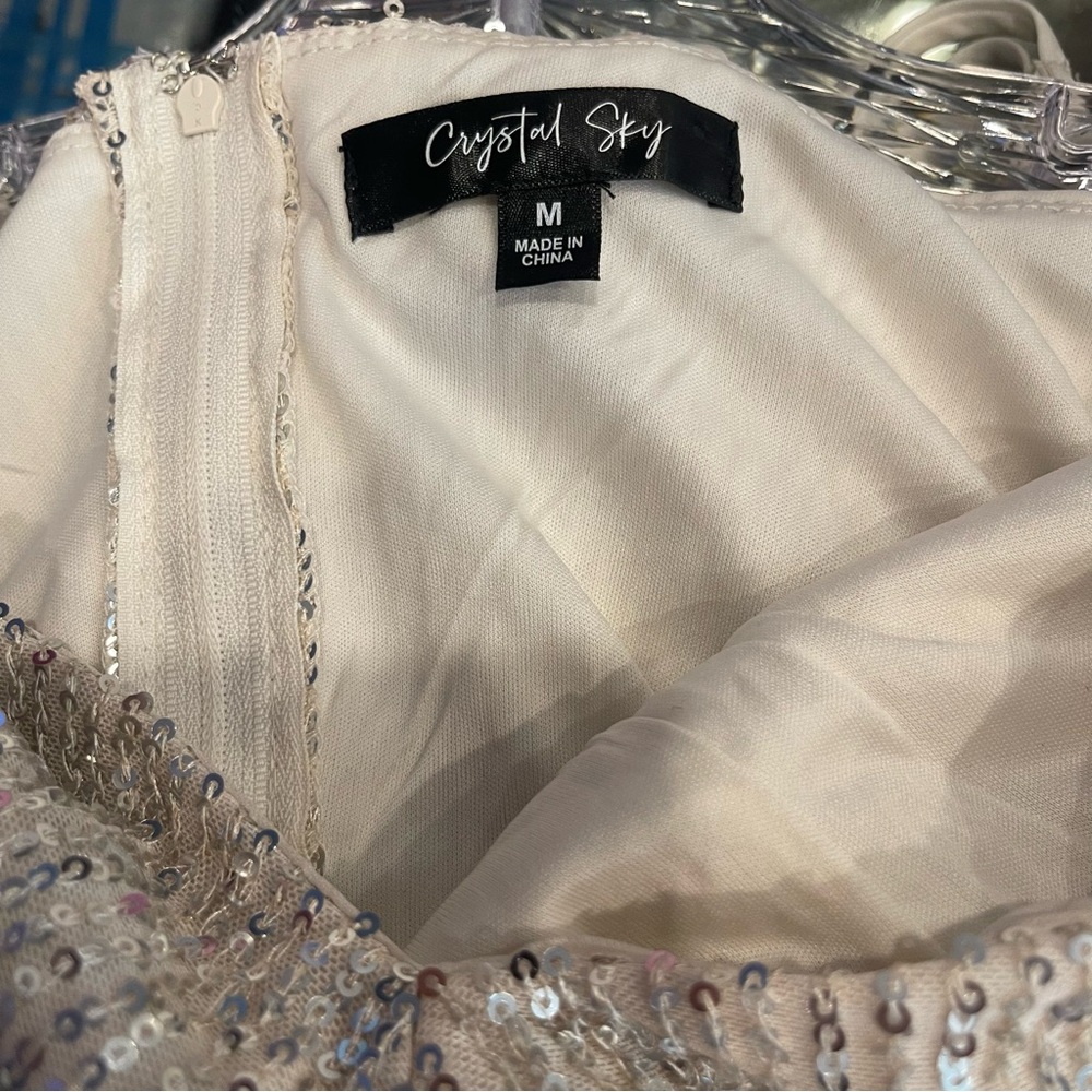 Crystal Sky Sequence Shift Woman’s Mini Dress Whi… - image 8